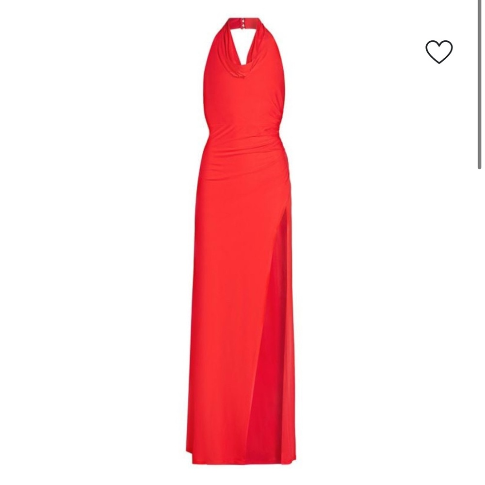 STAUD Vibrant Red Backless Maxi Dress